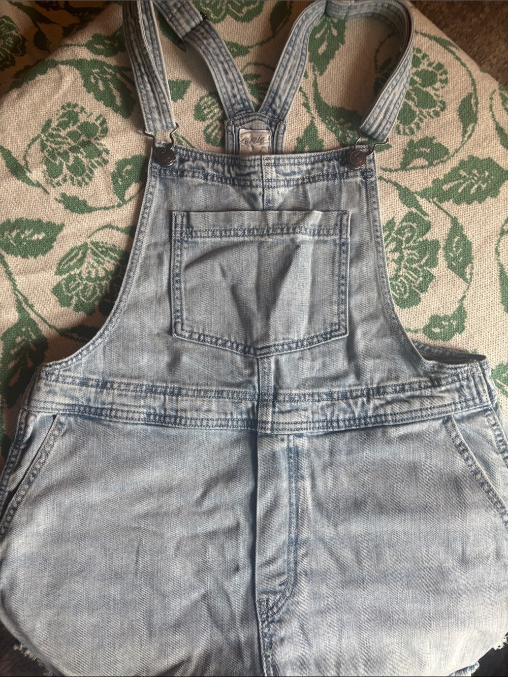 American Eagle Outfitters Light Blue Denim Short Overalls